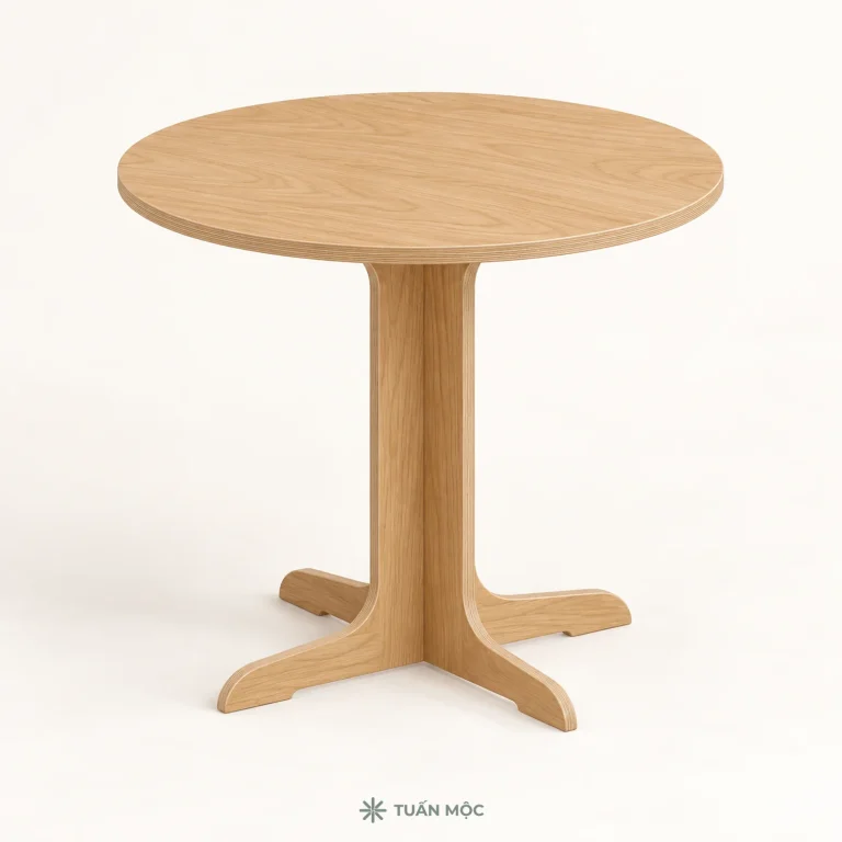 Bàn ăn tròn 80 cm bằng gỗ Plywood