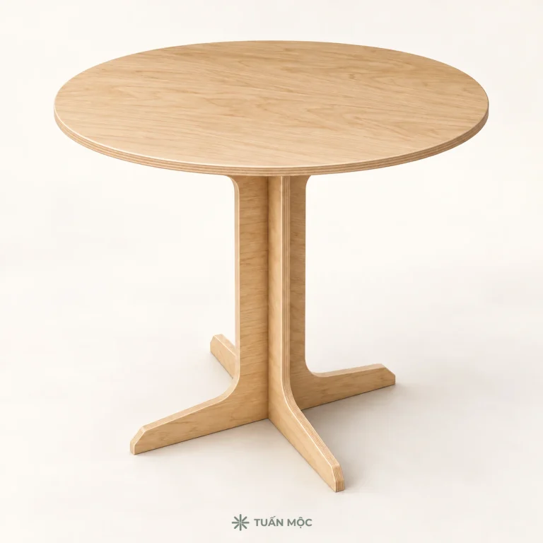 Bàn ăn tròn 80 cm bằng gỗ Plywood