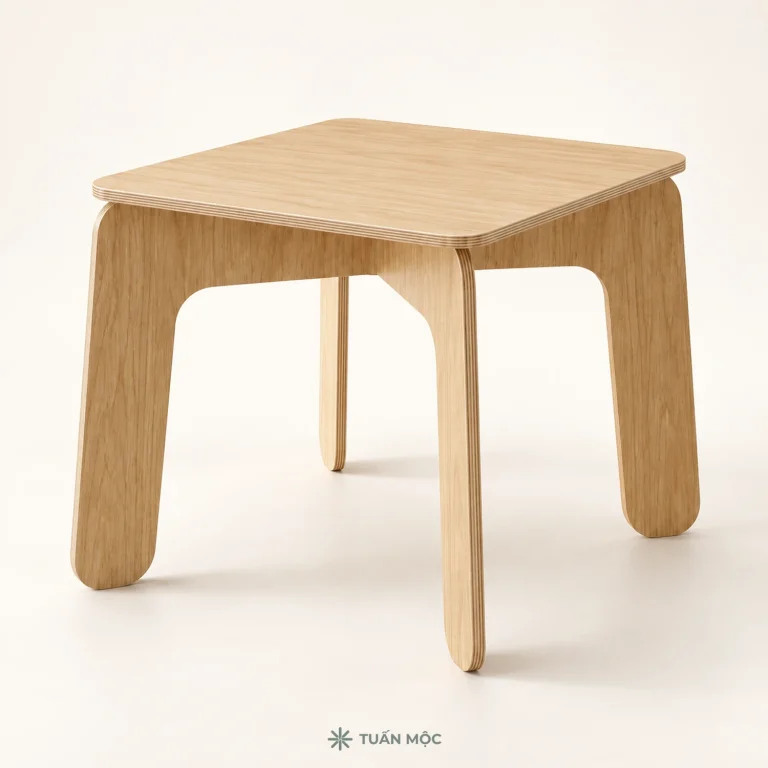 Bàn ăn vuông bằng gỗ Plywood