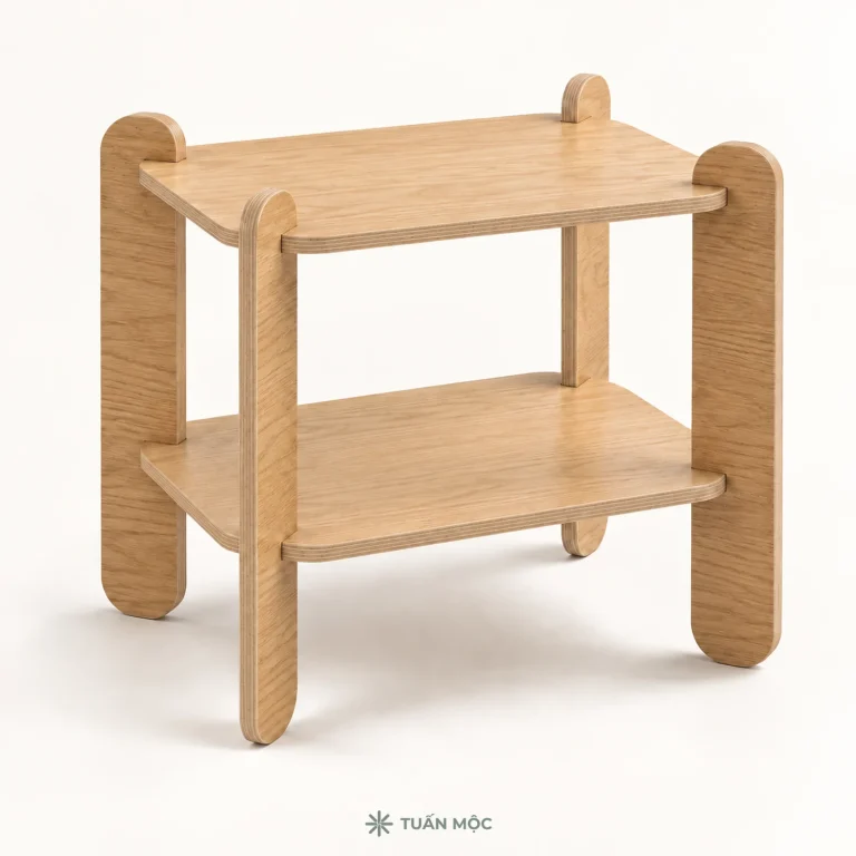 Bàn bên sofa 2 tầng bằng gỗ Plywood