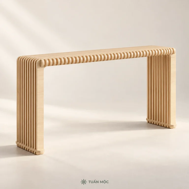 Bàn console chân nan gỗ bằng gỗ Plywood