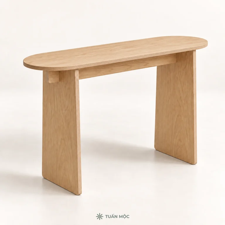 Bàn console mặt oval bằng gỗ Plywood