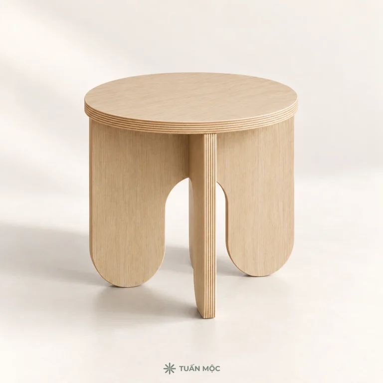 Bàn phụ tròn mini bằng gỗ Plywood
