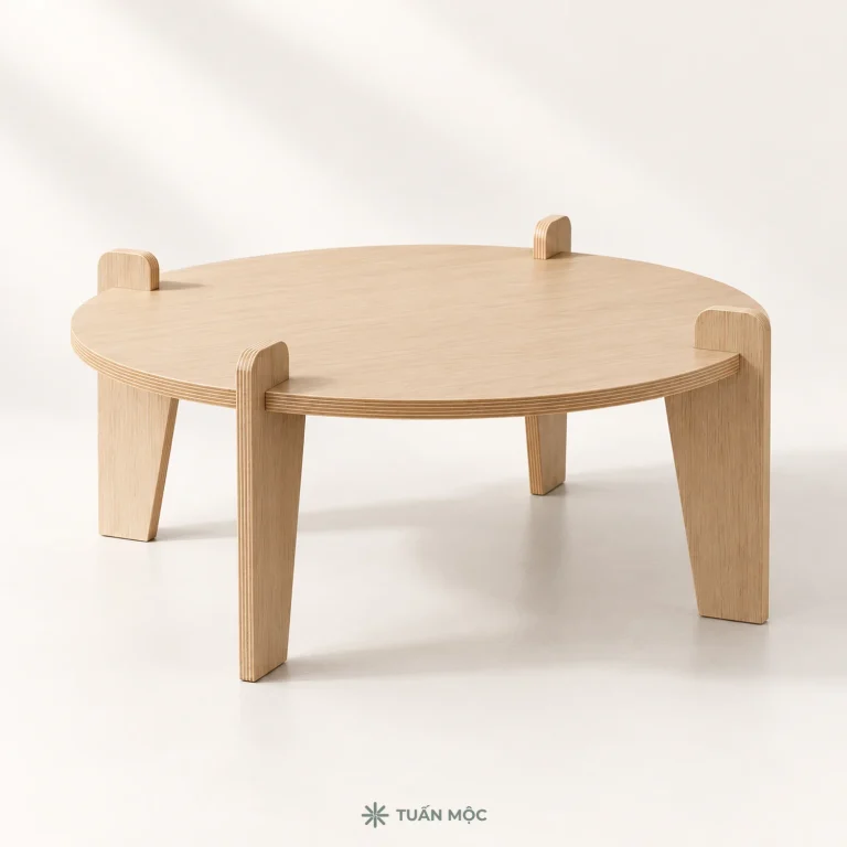 Bàn trà tròn bằng gỗ Plywood
