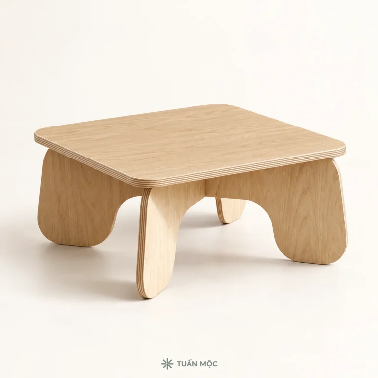 Bàn trà vuông bằng gỗ Plywood