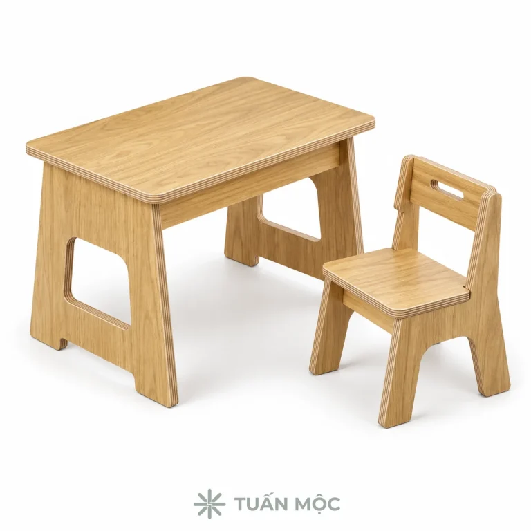 Bộ bàn ghế trẻ em bằng gỗ Plywood