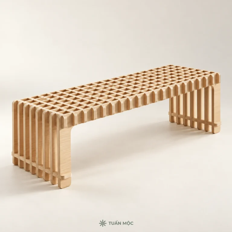 Ghế băng mặt nan gỗ bằng gỗ Plywood