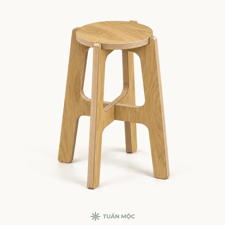 Ghế đôn tròn bằng gỗ Plywood