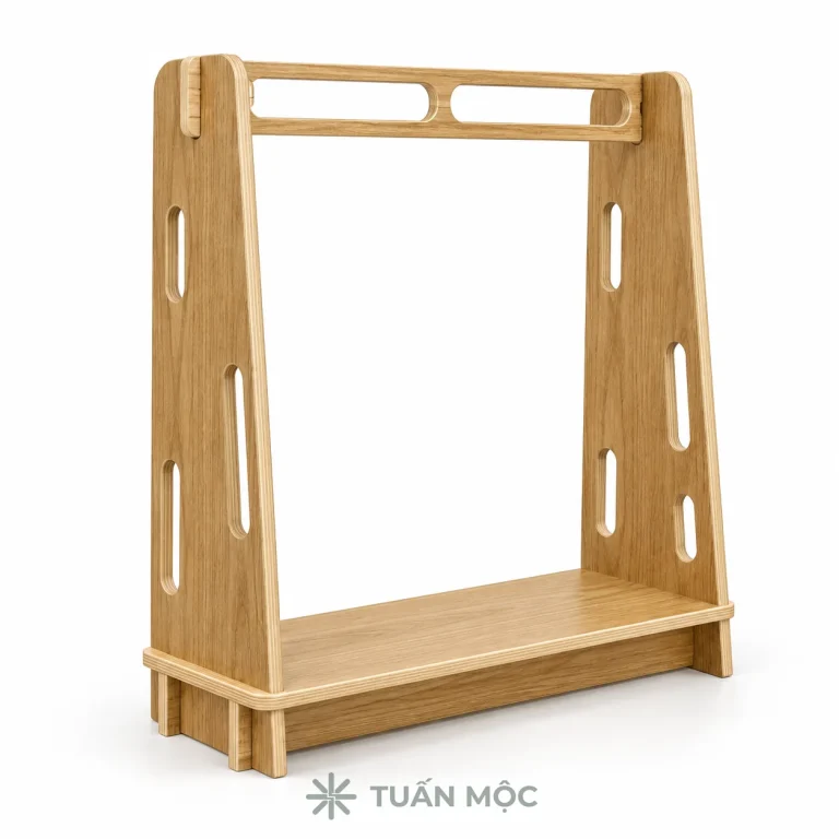 Giá treo quần áo cho bé bằng gỗ Plywood