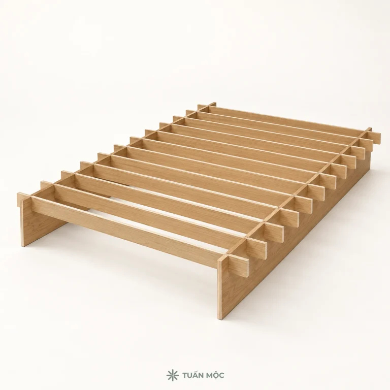 Giường bệt nan ngang bằng gỗ Plywood