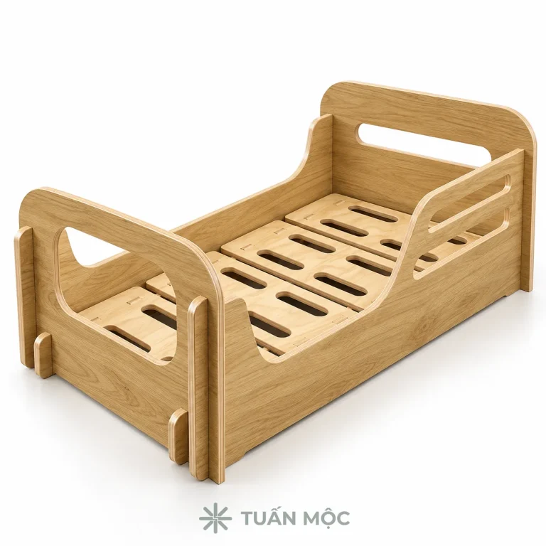 Giường thấp cho bé bằng gỗ Plywood