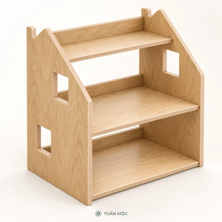 Kệ đồ chơi hình ngôi nhà bằng gỗ Plywood