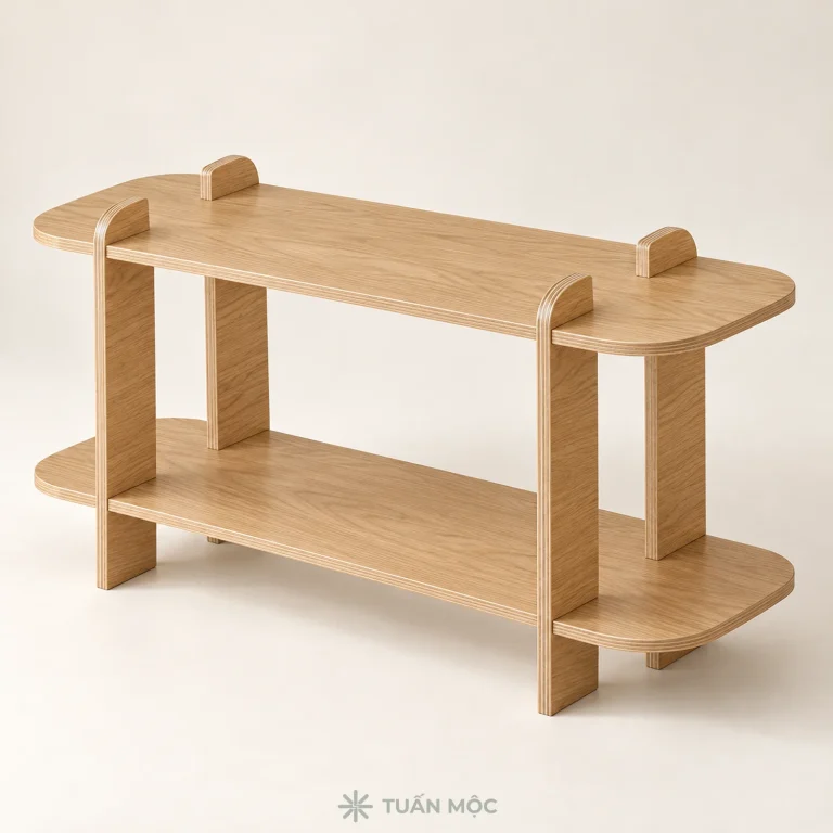 Kệ gỗ 2 tầng bằng gỗ Plywood