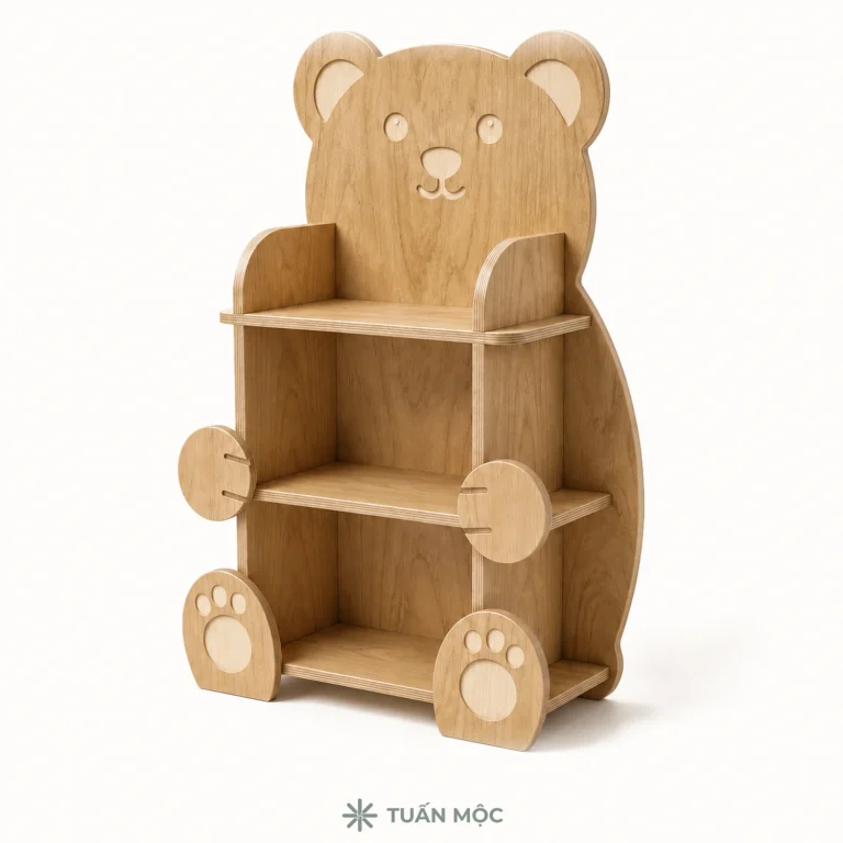 Kệ sách hình gấu bằng gỗ Plywood