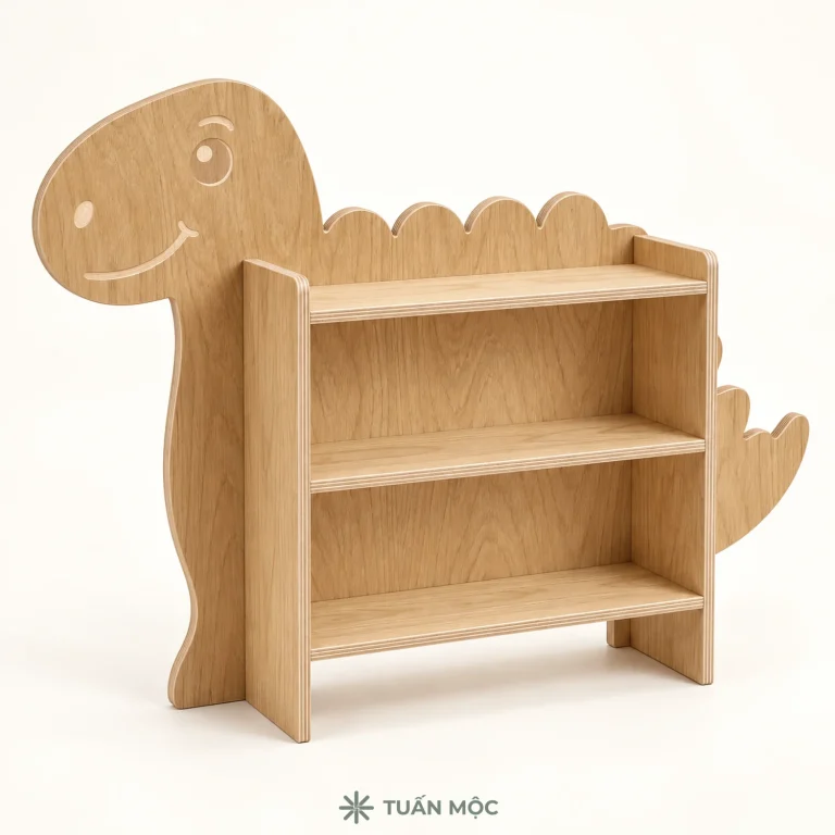 Kệ sách hình khủng long bằng gỗ Plywood