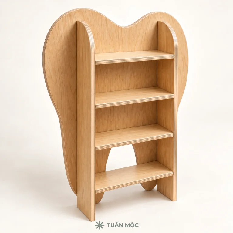 Kệ sách hình răng bằng gỗ Plywood