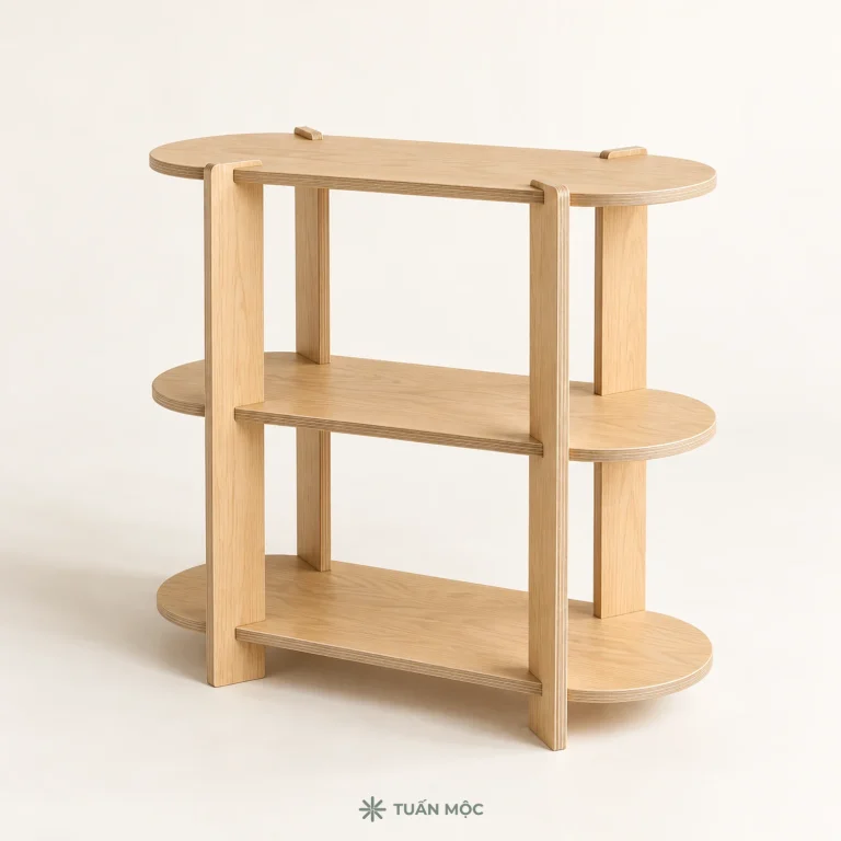 Kệ trang trí bo tròn 3 tầng bằng gỗ Plywood