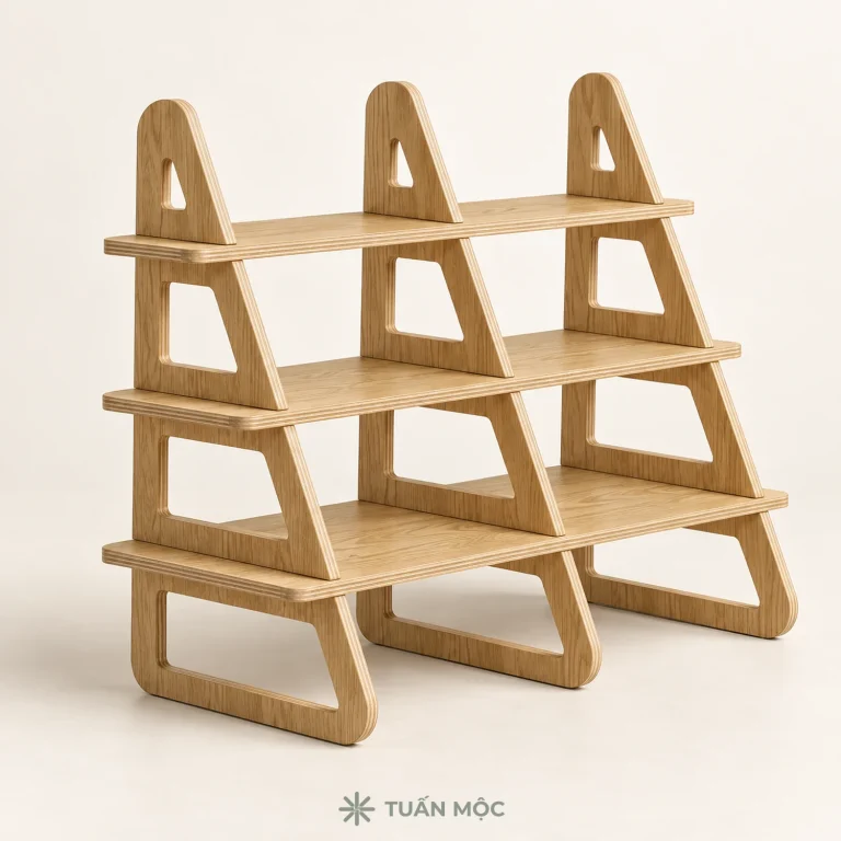Kệ trang trí hình học 3 tầng bằng gỗ Plywood