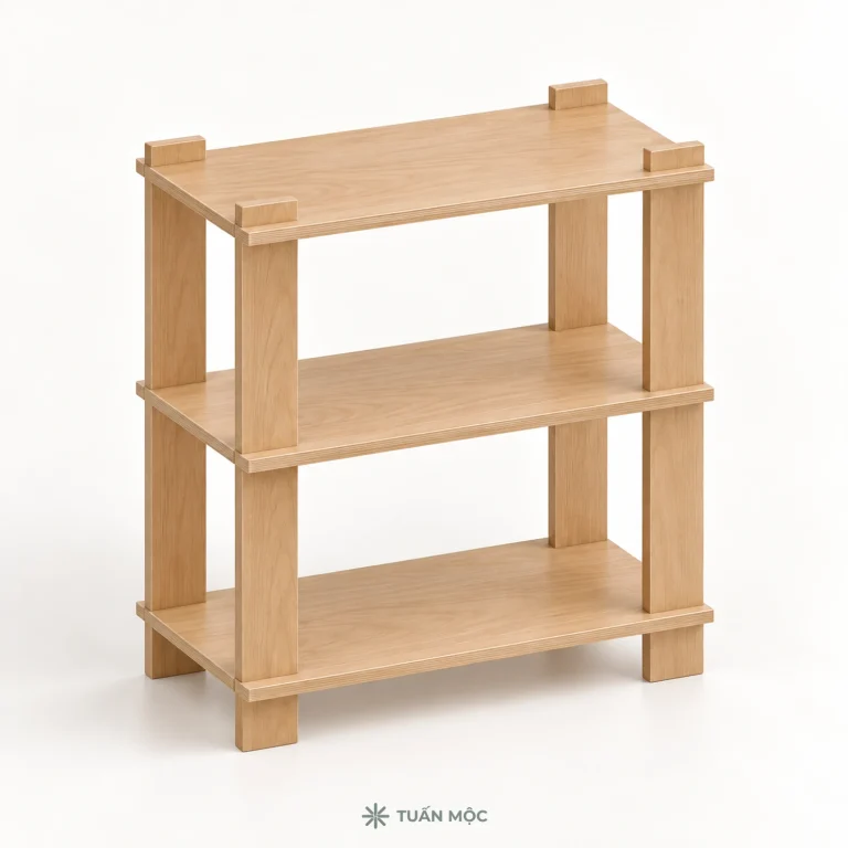 Kệ trang trí module 2 tầng bằng gỗ Plywood