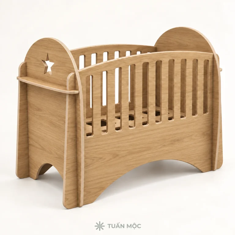 Nôi gỗ cho bé bằng gỗ Plywood