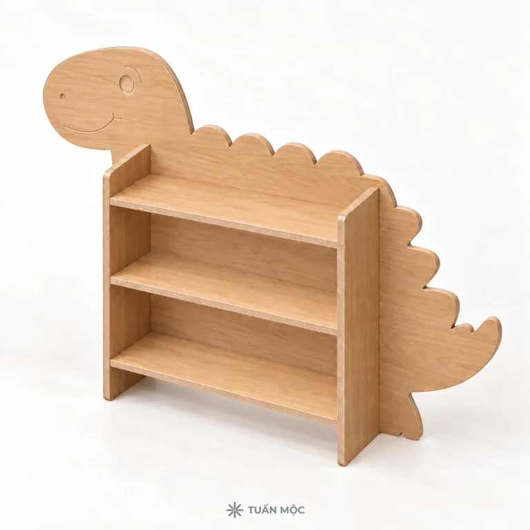 Kệ sách hình khủng long bằng gỗ Plywood
