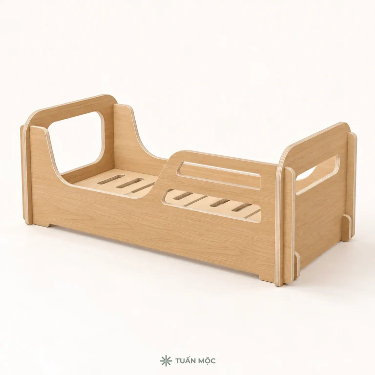 Giường thấp cho bé bằng gỗ Plywood