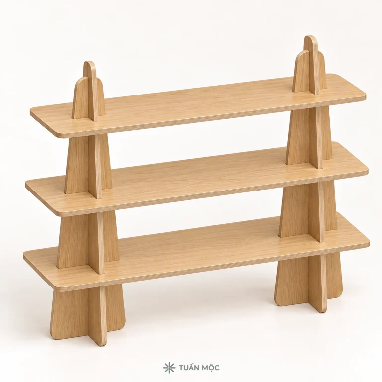 Kệ trang trí 3 tầng bằng gỗ Plywood