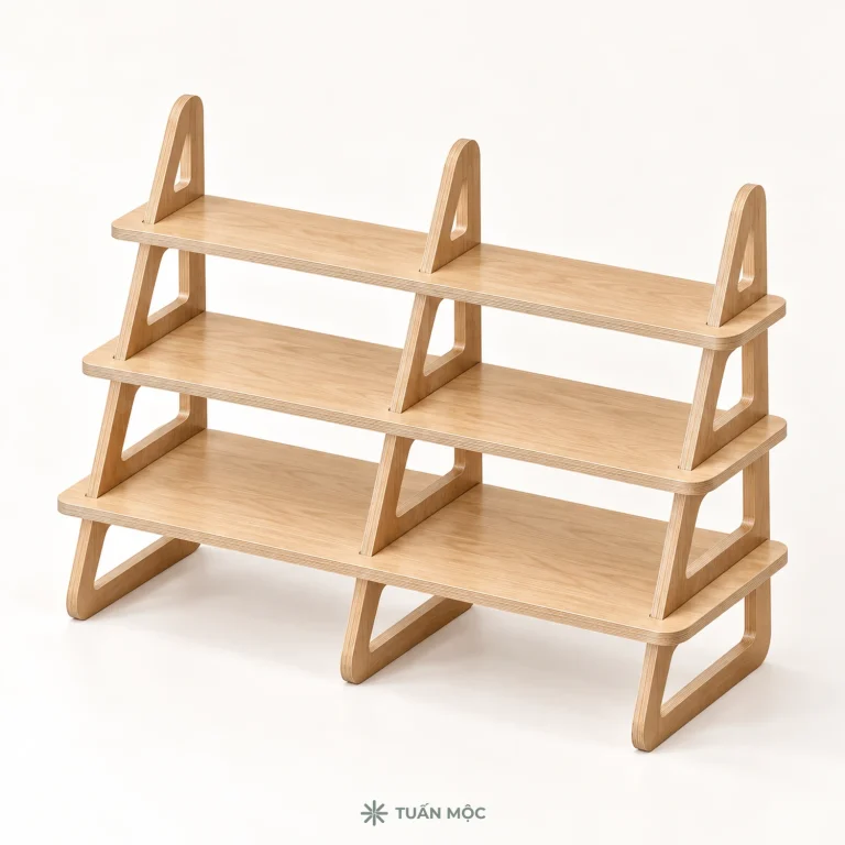 Kệ trang trí hình học 3 tầng bằng gỗ Plywood