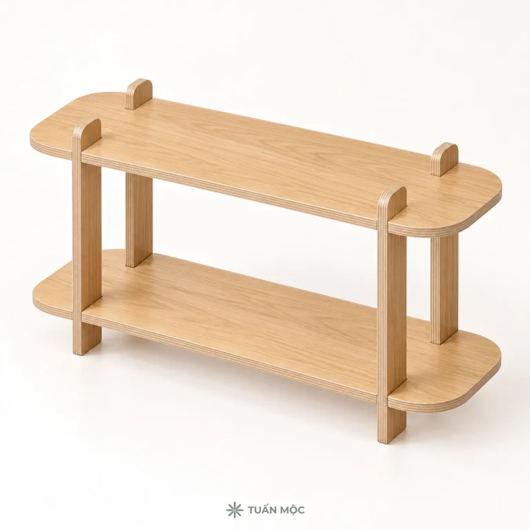 Kệ gỗ 2 tầng bằng gỗ Plywood
